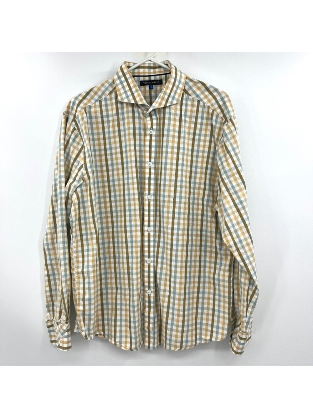 Vince Camuto Plaid Cotton Button Front Shirt Men's XL